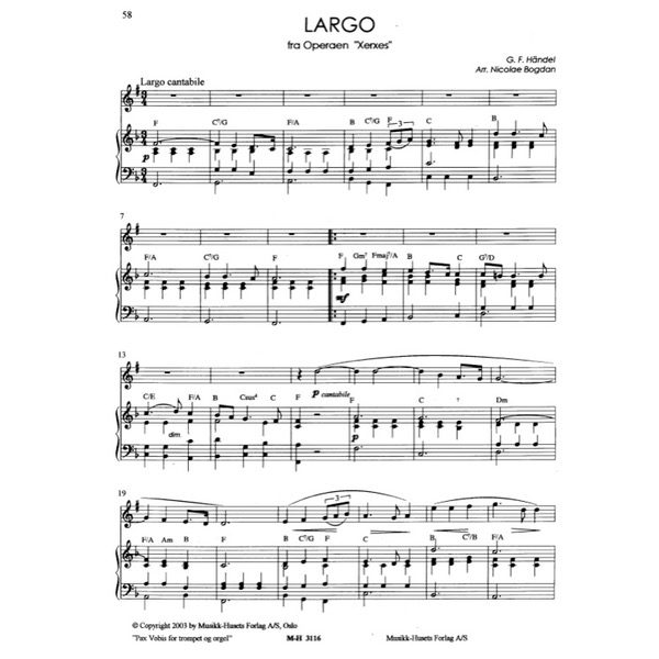 PAX VOBIS FOR TROMPET OG ORGEL:PIANO eksempel orgel